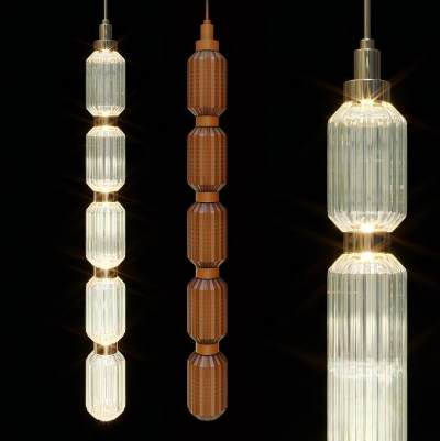 现代轻奢金属玻璃吊灯-1